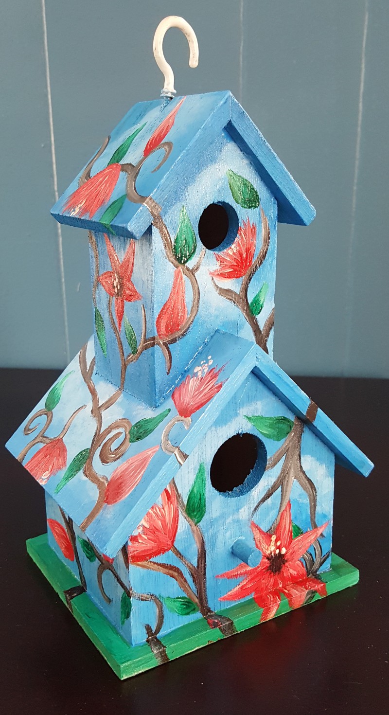 Painted bird house