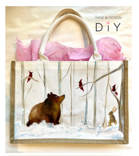 Tote Bag - Bear and Hare Winter Scene