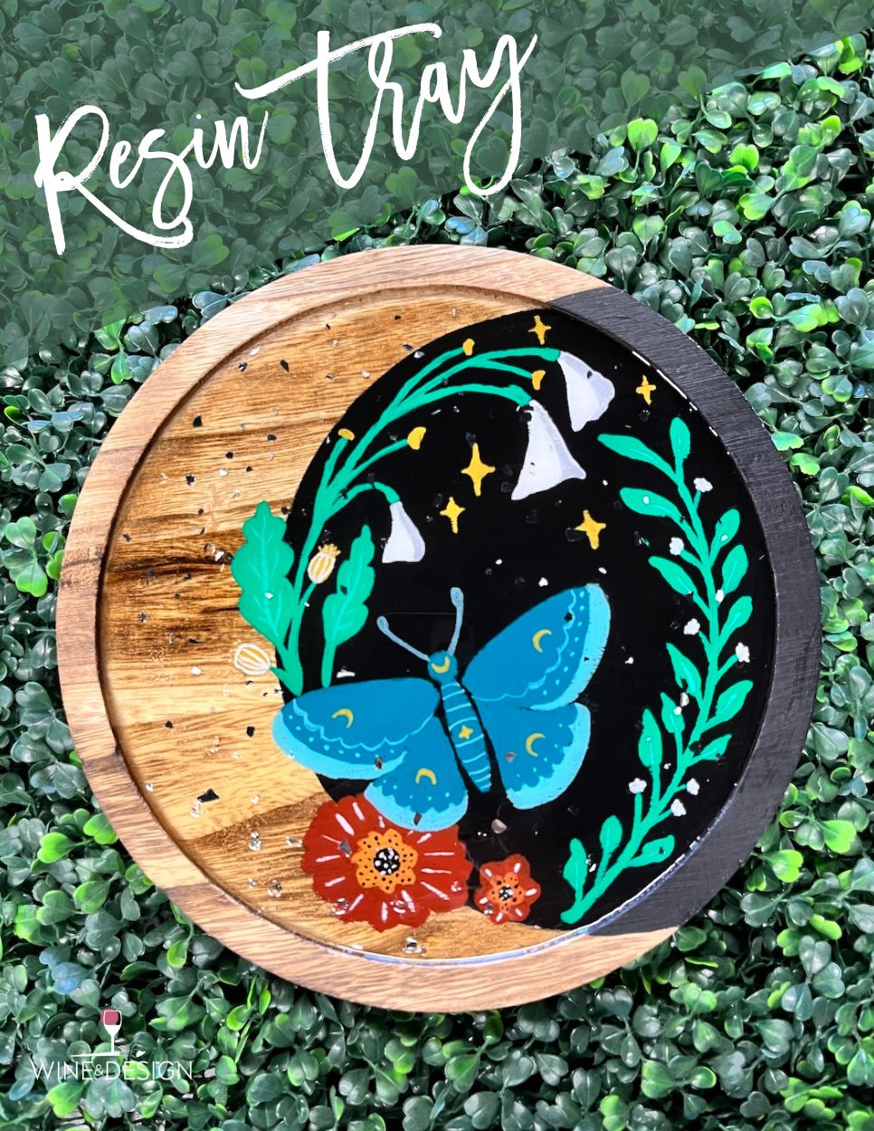 Resin trinket tray- Moth and Moon