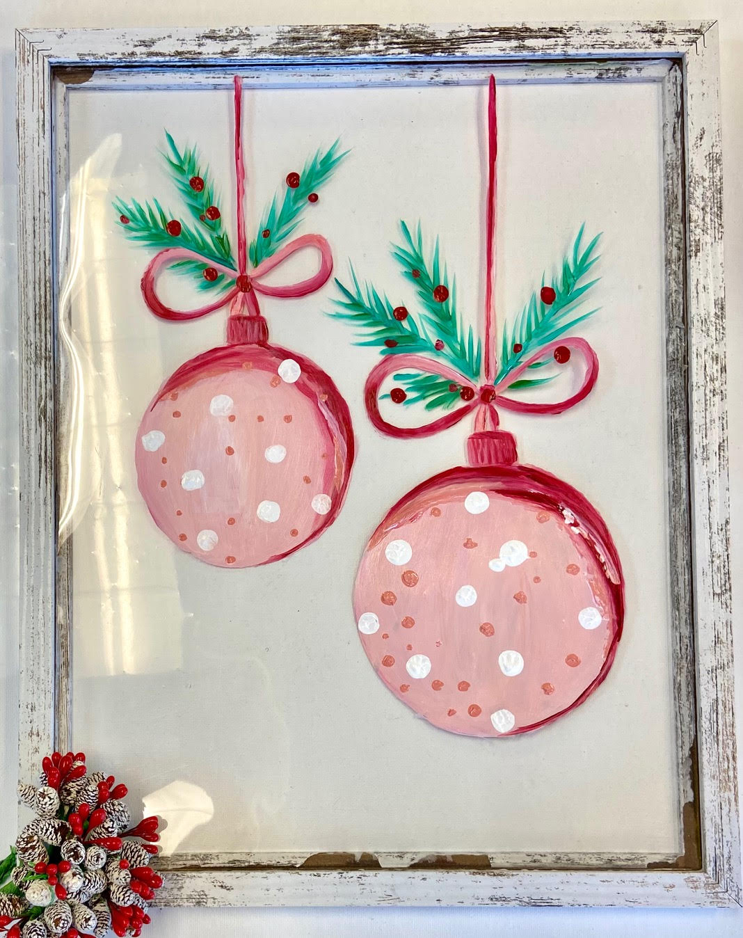 Framed Festive Ornaments on Glass with Resin Poured Finish!