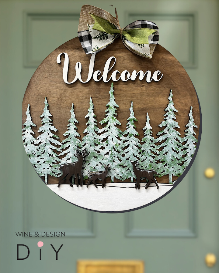 Welcome Winter Deer Door Hanger