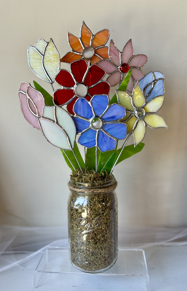 Stained Glass Floral Bouquet You Choose Set of 3, 6 or 9!