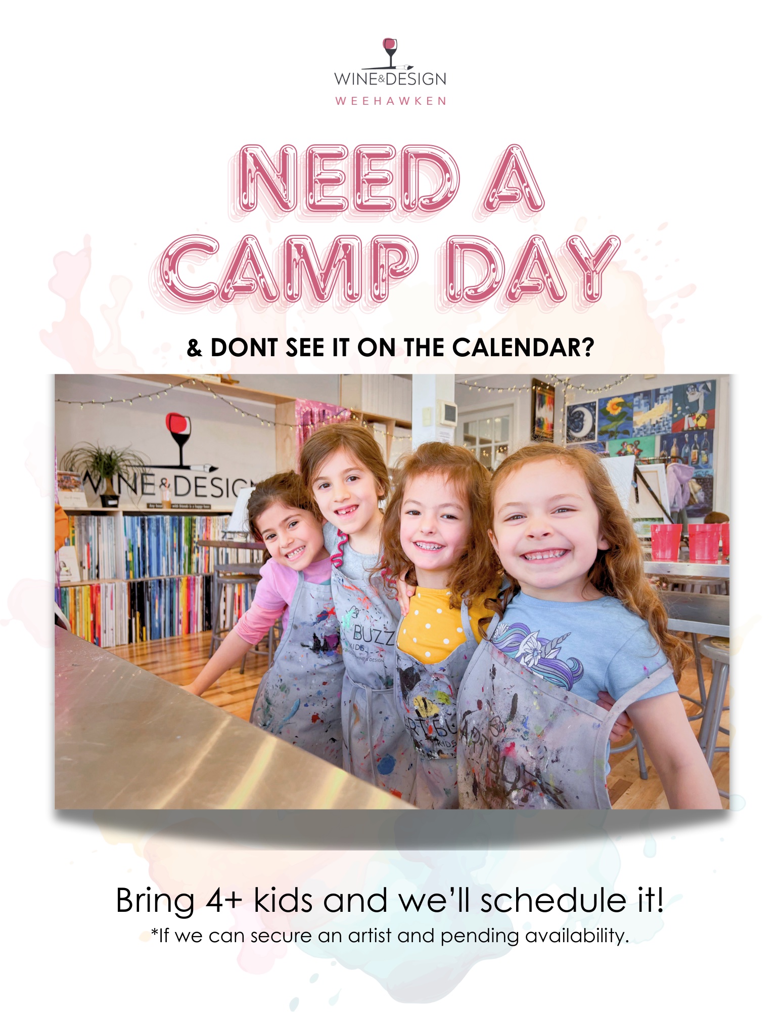 NEED A CAMP DAY? SECURE A DAY WITH 4 OR MORE KIDDOS PENDING AVAILABILITY!