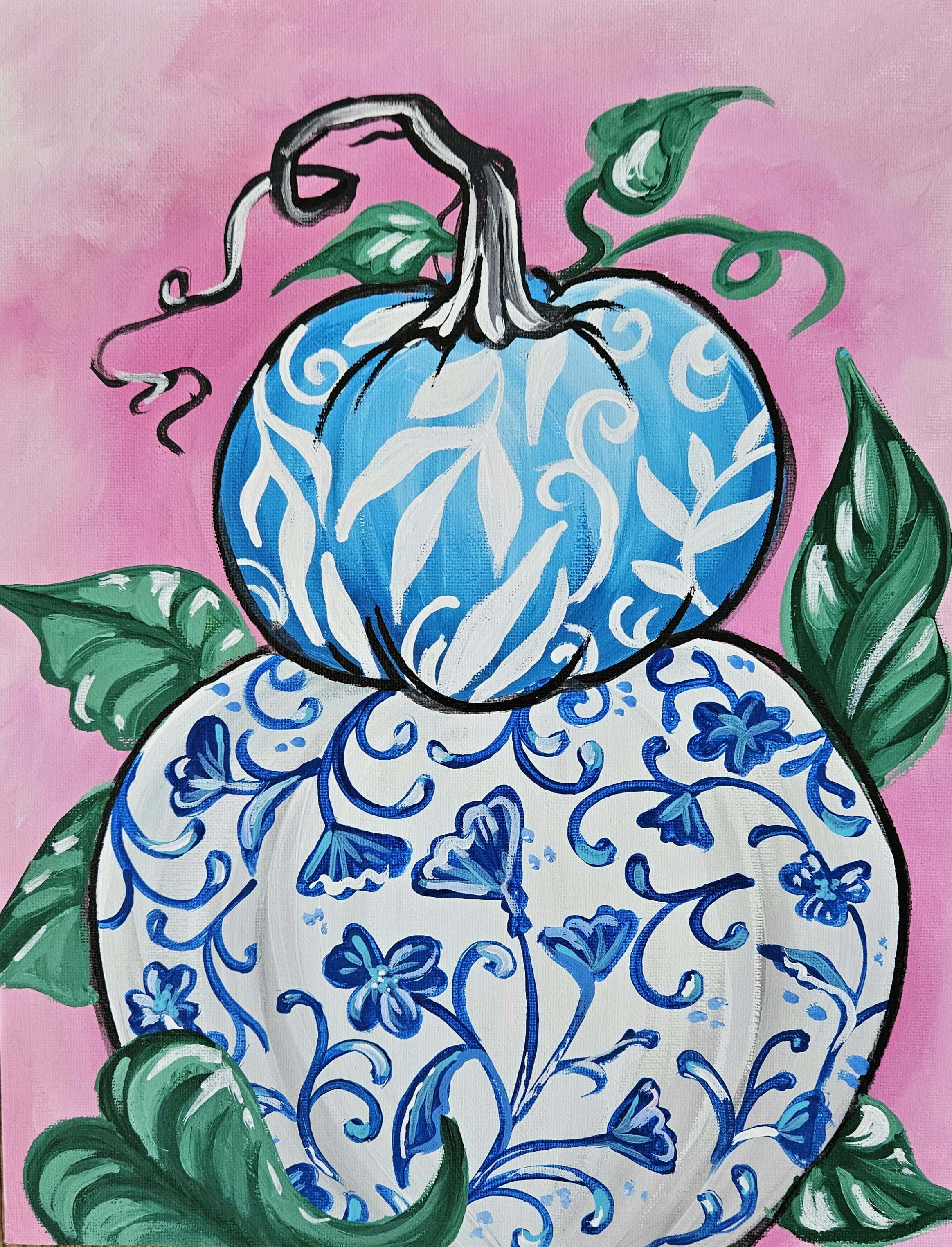 Sip & Paint Blue Patterned Pumpkins - BYOB and Free Onsite Parking