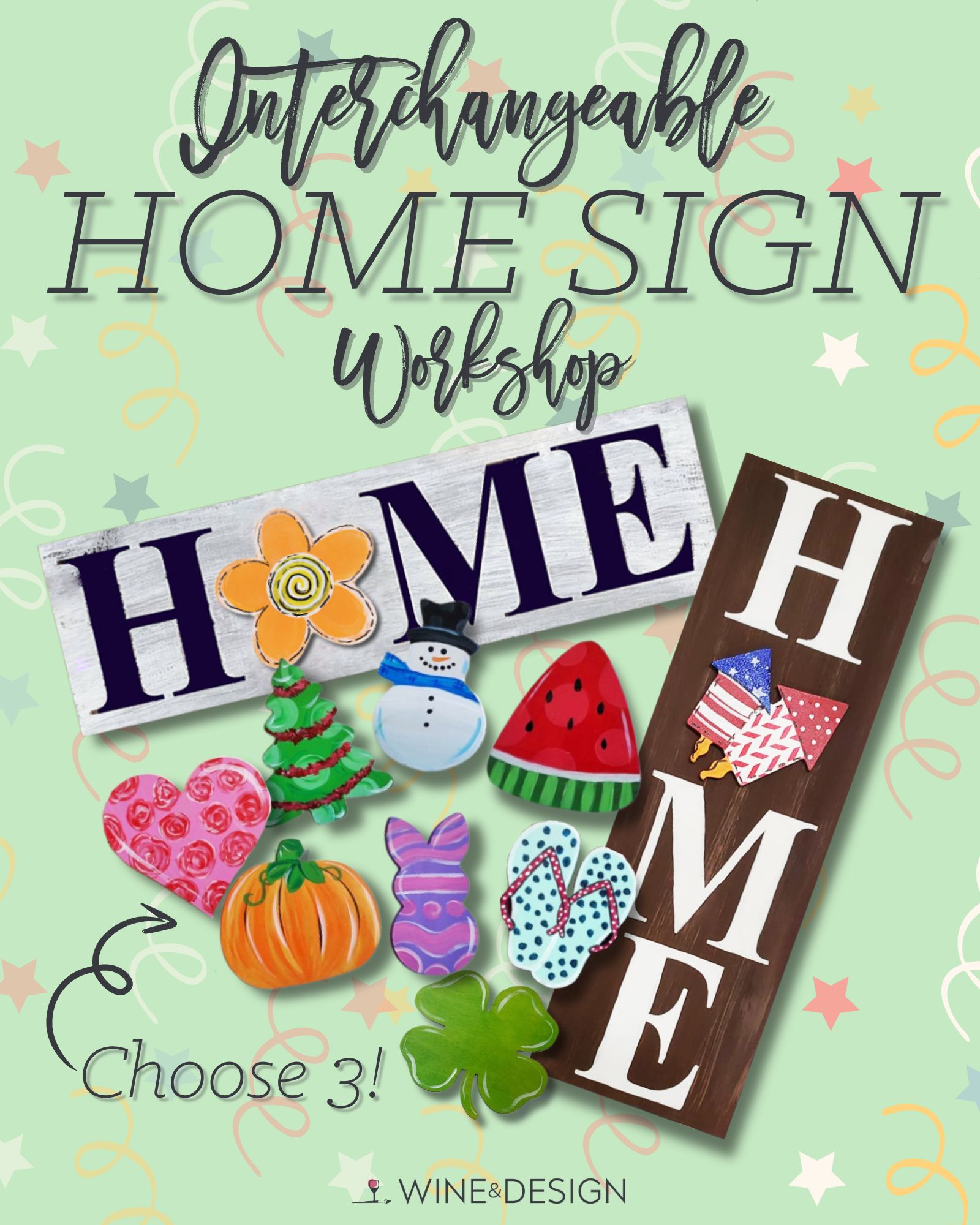 Interchangeable Home Sign (3 Shapes Included) | Please Read Event Description