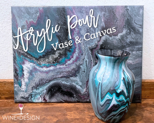 Acrylic Pour Vase & Canvas