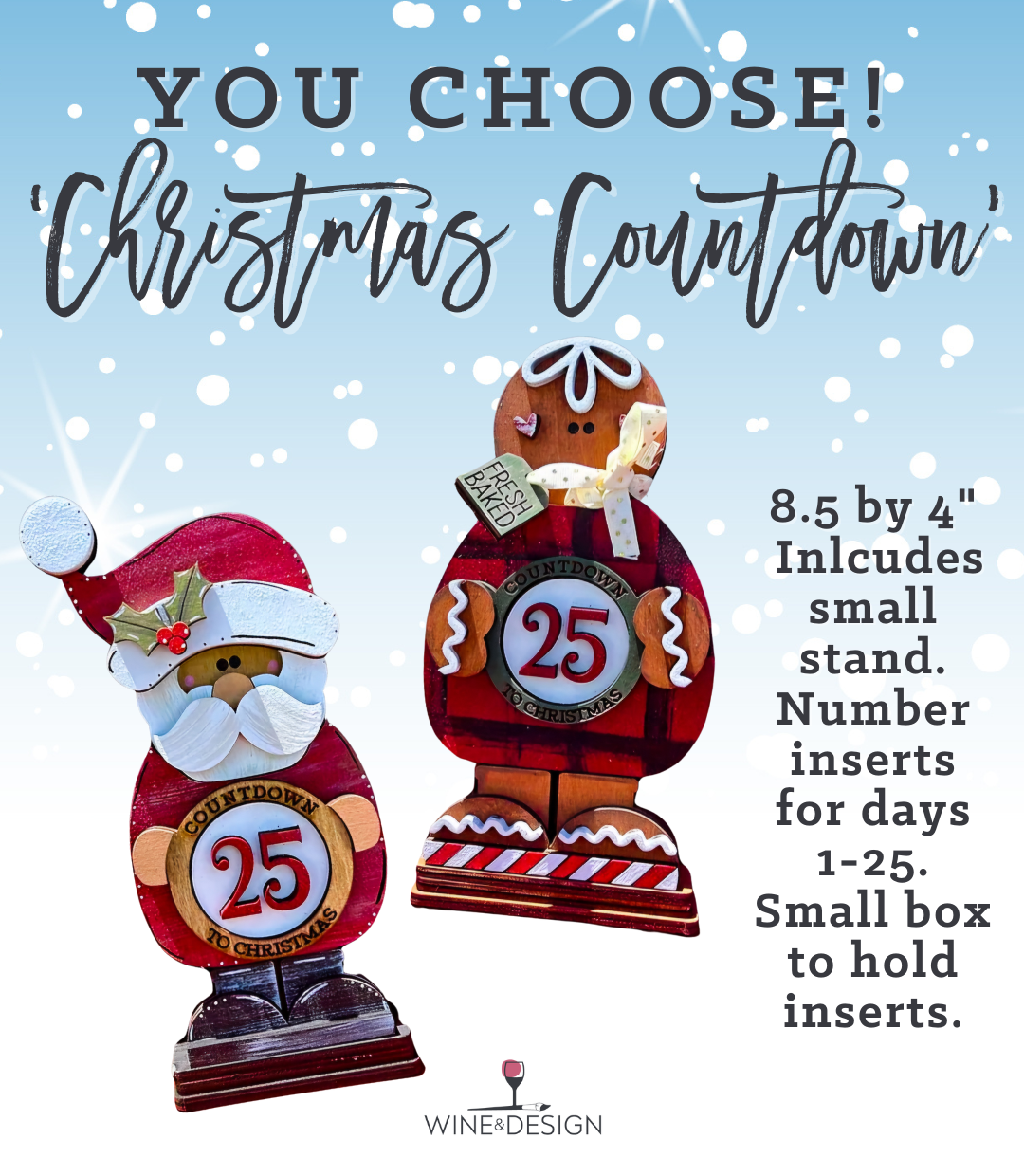 YOU CHOOSE! Christmas Countdown Wooden Standup