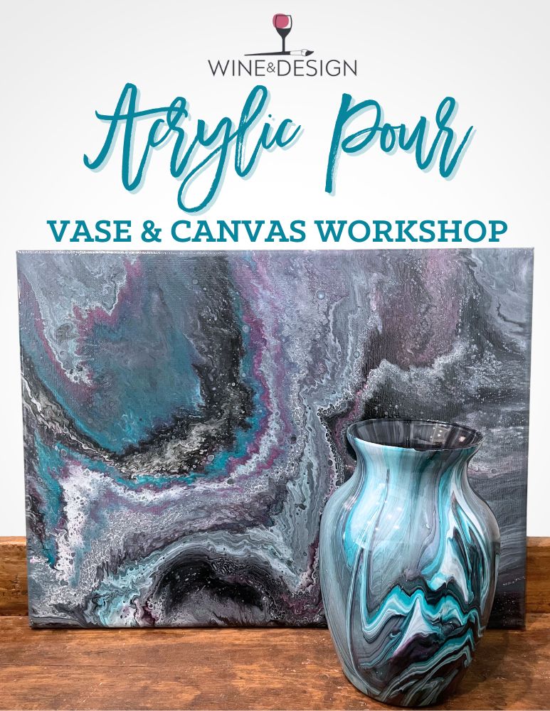 Acrylic Pour Vase & Canvas