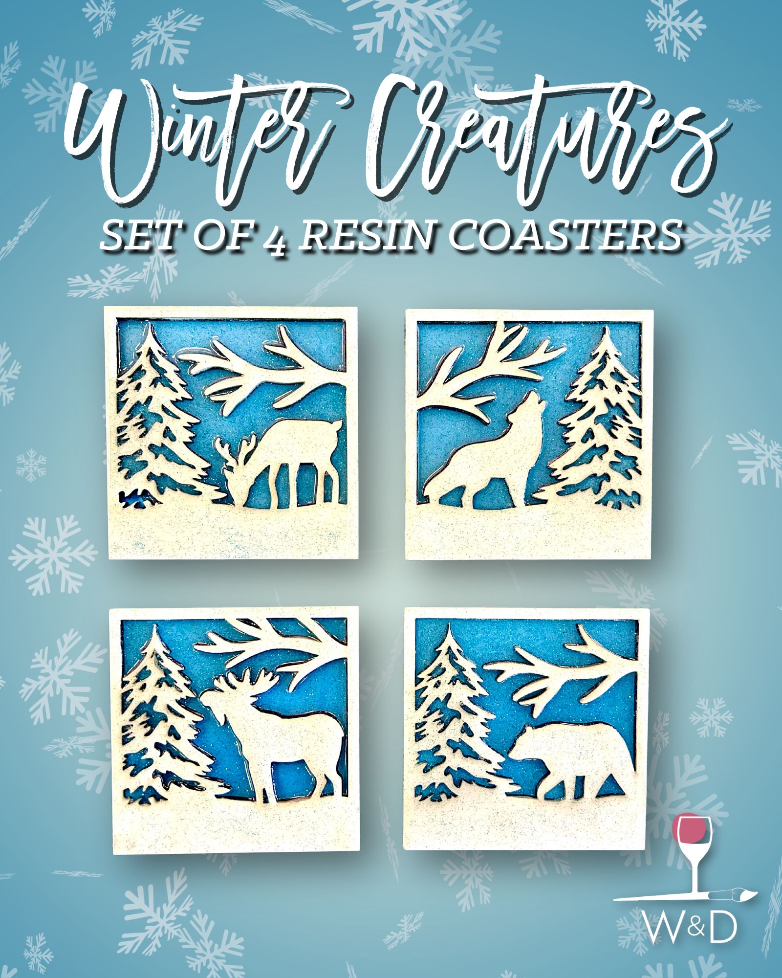 Resin Winter Creatures Coasters