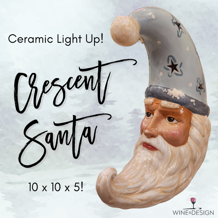 BRAND NEW! Ceramic Light Up Crescent Santa | 10" x 10" x 5'!