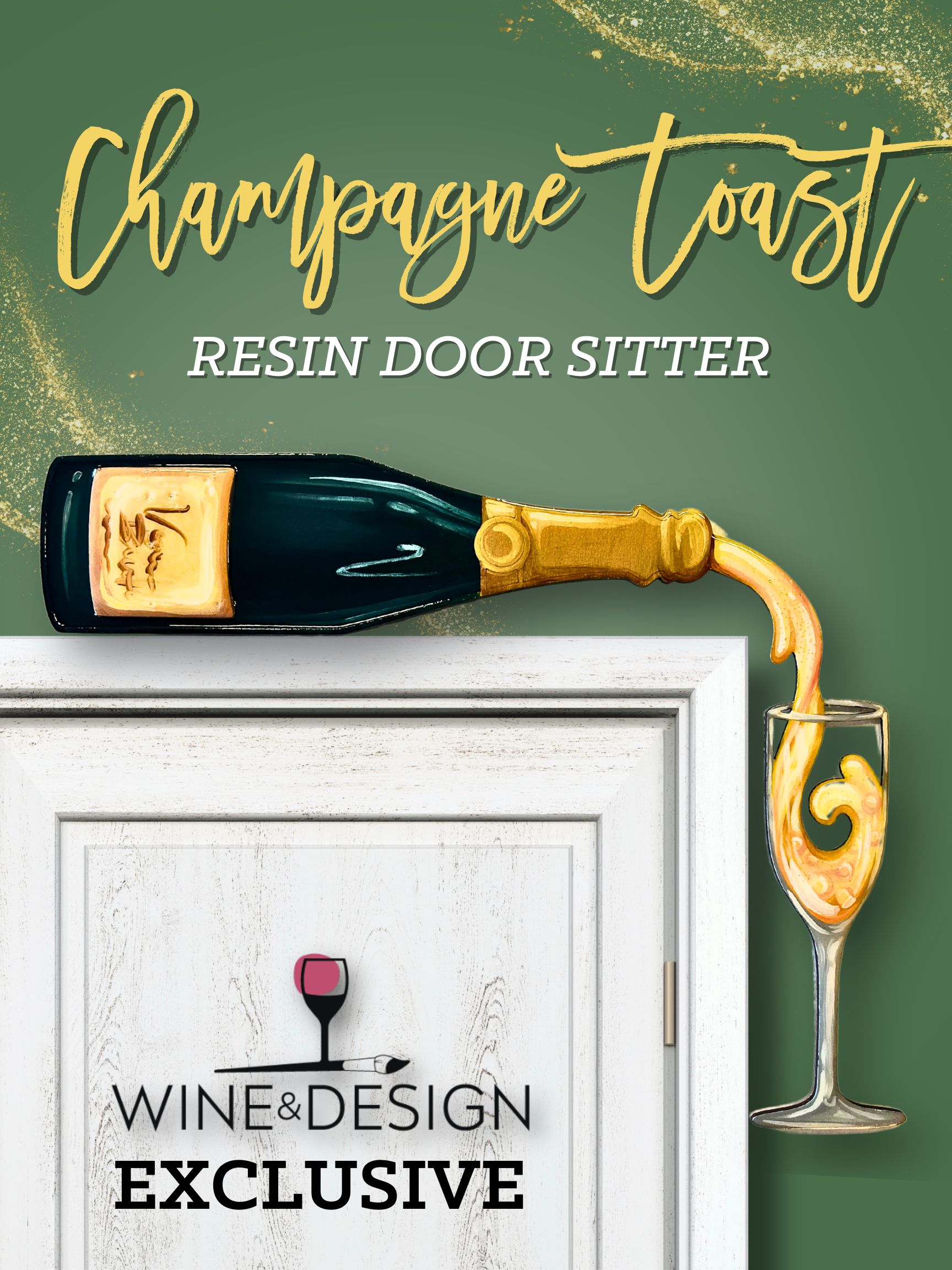 Champagne Toast! Resin Door Sitter