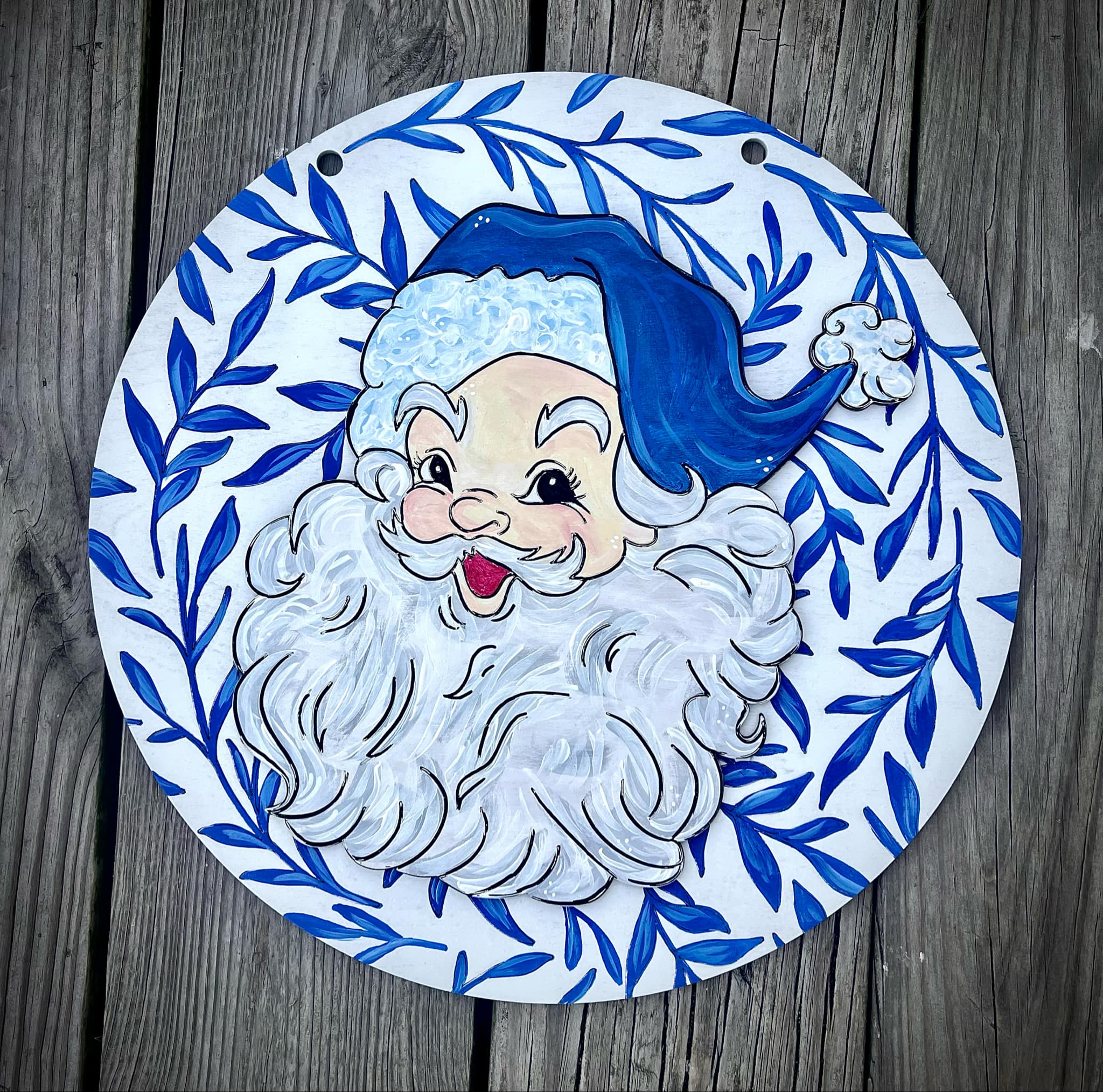 Classic Santa in Blue Door Hanger