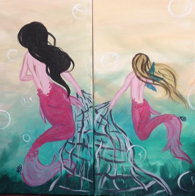 ABK "Mommy & Me Mermaids!" ONE Price, TWO Seats & Canvases! All Ages Welcome!