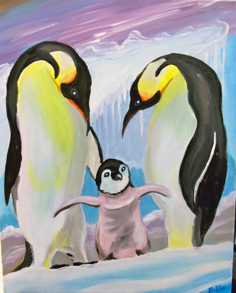 Afternoon Family Paint! Penguin Family