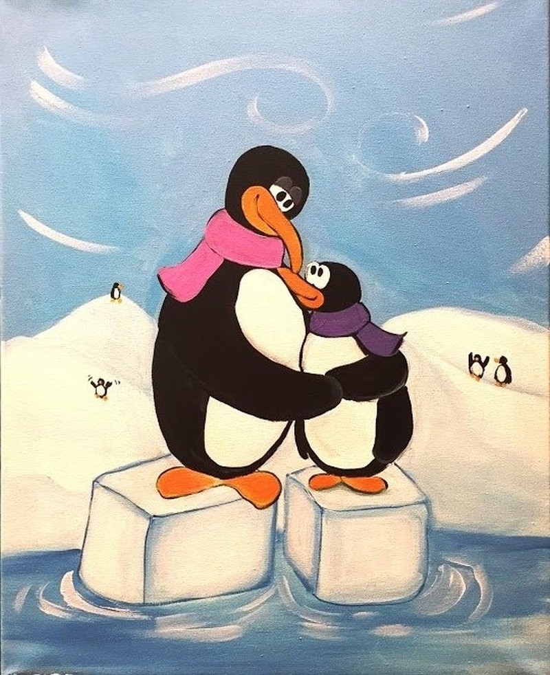 Mommy and me: winter penguins. one ticket covers two people.