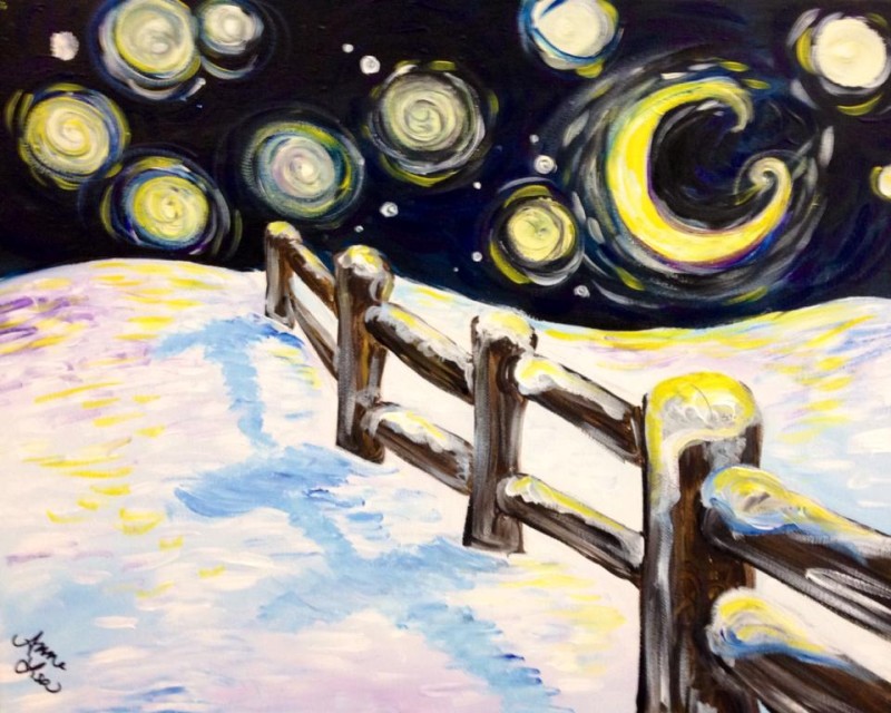 Moonlit Snowy Fence 7:00 - 9:00pm