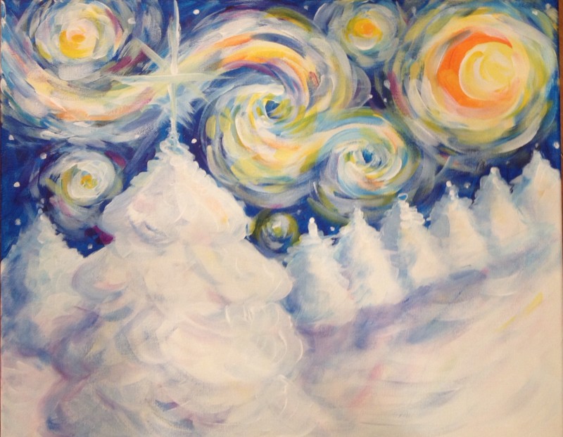 Starry winter night Painting class at 6pm