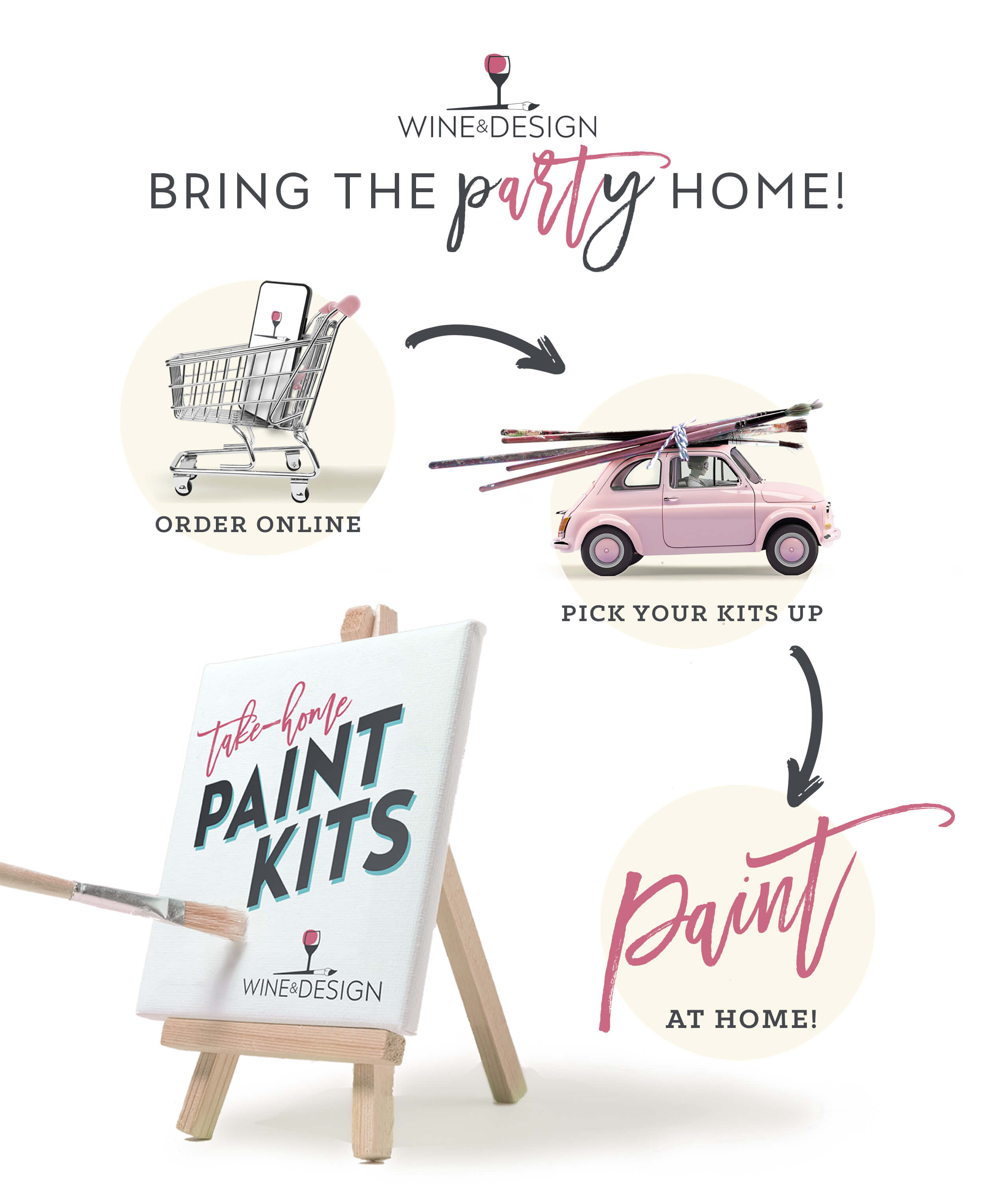 At Home Paint & Sip Kit, Holiday Paint Party, Painting Kit