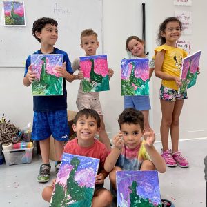 Painting Dinosaurs at Summer Art Camp in Montclair