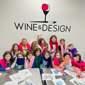 Making Scarves with Verona Girl Scouts at Wine & Design Montclair